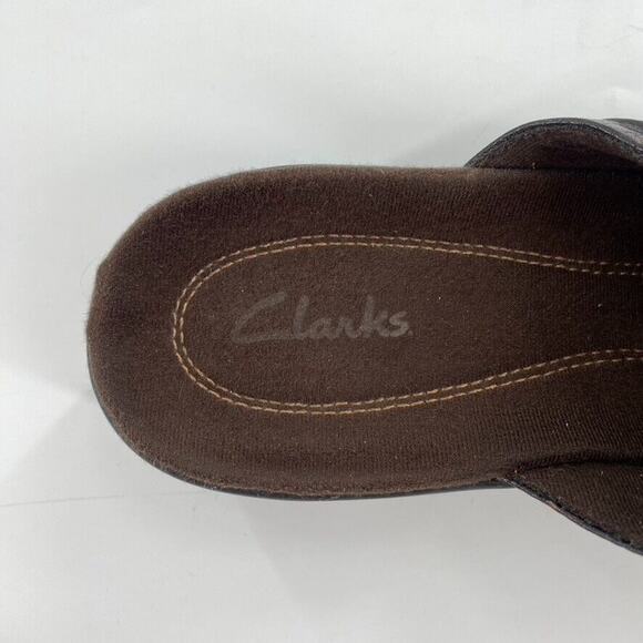 Clarks Womens‎ Casual Mules Clogs Slip On Sz 8M Brown Leather Ruched Detail - Picture 4 of 10